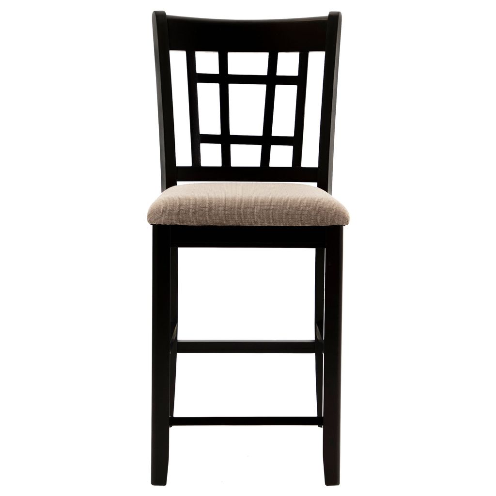 Contemporary Armless Counter Height Chair, Espresso Brown & beige , Set of 2 - View 3