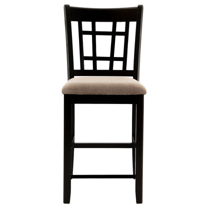 Contemporary Armless Counter Height Chair, Espresso Brown & beige , Set of 2 - View 3