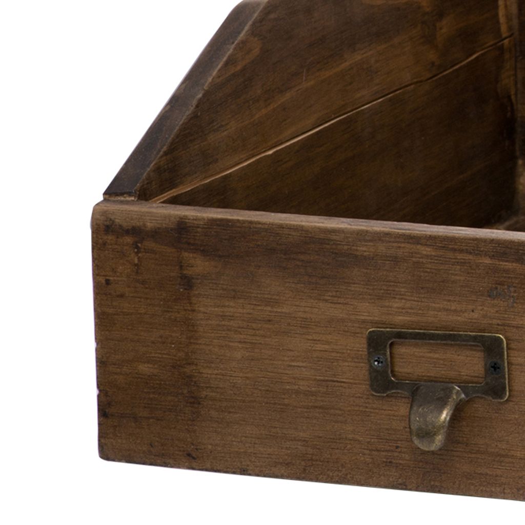 19, 13, 10 Inch Fir Wood Box, Set of 4 with Metal Handles, Antique Brown - View 4