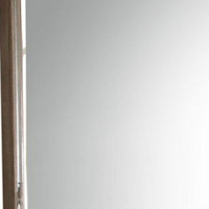 Wooden Molded Frame Mirror with Scalloped Design Top, Taupe Brown - View 5