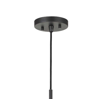 Cylindrical Grid Design Metal Chandelier with Wooden Accent, Black - View 4