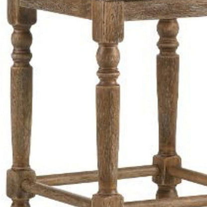 24 Inch Classic Wood Counter Height Stool, Upholstered, Set of 2, Gray - View 6