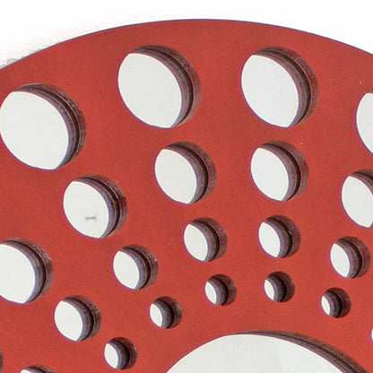 Contemporary Wooden Round Wall Decor Set of 2, with Circle Cut Outs, Red and Silver - View 4