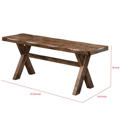 Wooden Trestle Style Base Bench, Brown - View 6