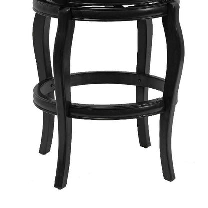 Hugo 29 Inch 360-Degree Swivel Barstool, Wood, Open Rolled Arms, Black - View 5