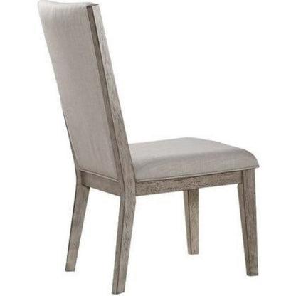 Transitional Style Wooden Side Chair with Fabric Upholstery, Set of 2, Gray Oak
