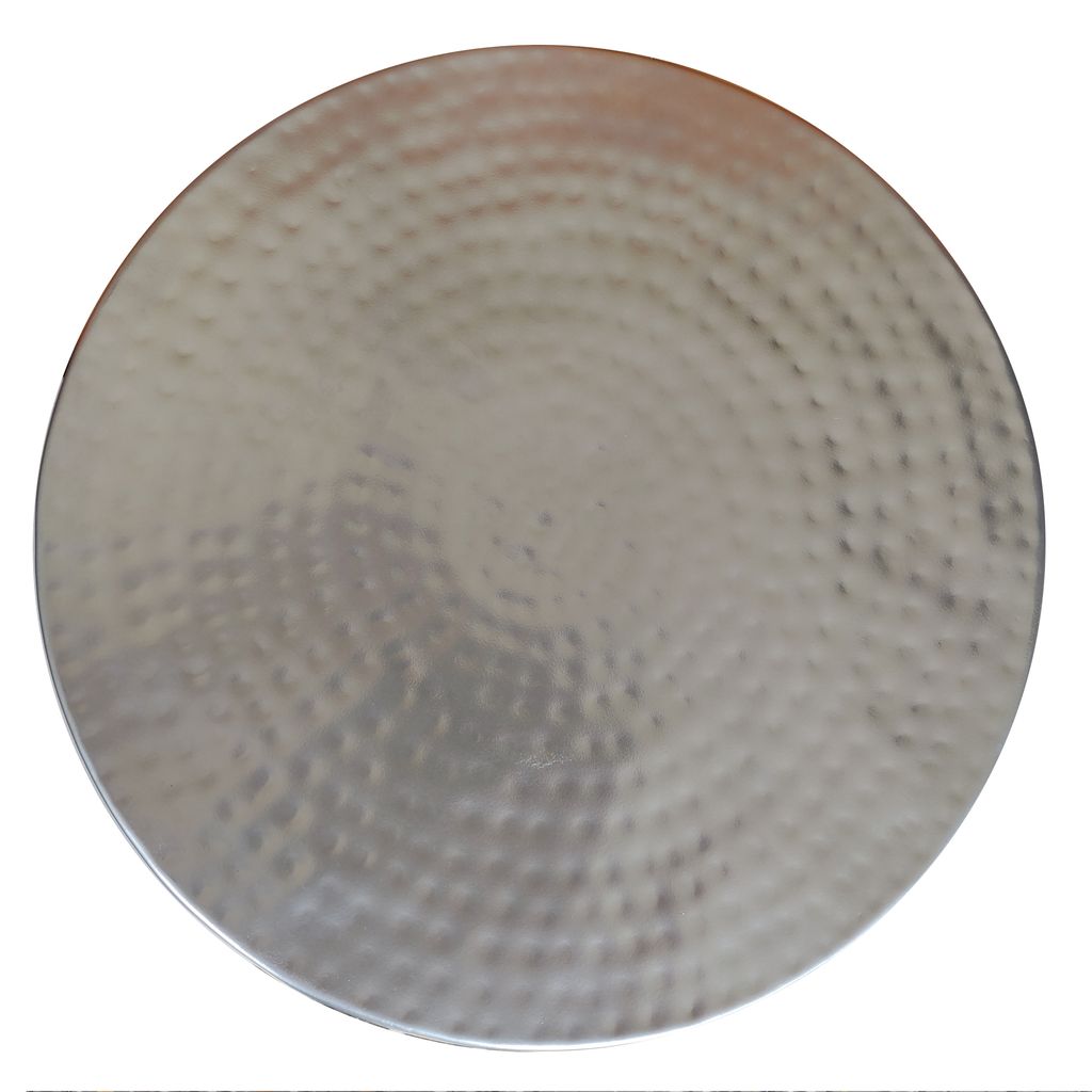 Industrial Style Hammered Texture Iron Stool with Hourglass Shaped Body, Silver - View 4