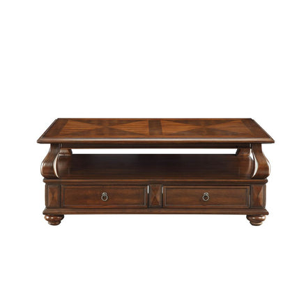 Elegant Coffee Table With 2 Drawers , Walnut Brown - View 3