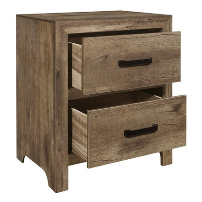 Zane 28 inch Transitional Nightstand, 2 Drawers, Weathered Pine Veneer - View 3