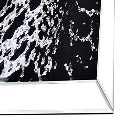 Square Shape Mirror framed Leopard Wall Decor With Crystal Inlays, Black & Silver - View 3