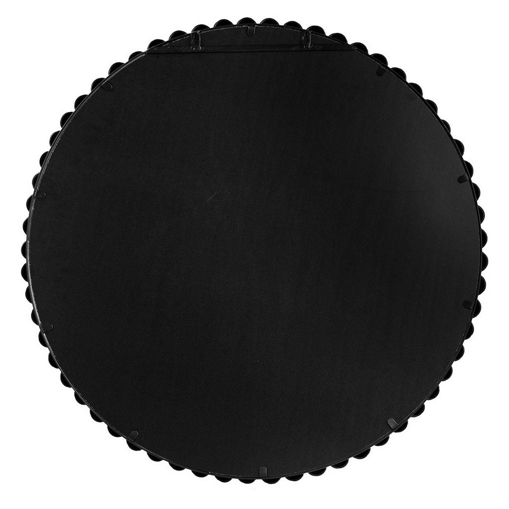Emu 32 Inch Modern Round Wall Mirror, Beaded Black Metal Accent Frame - View 3