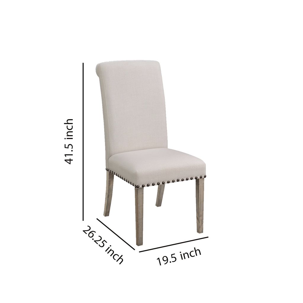 Rolled Back Parson Dining Chair, Beige, Set of 2 - View 5