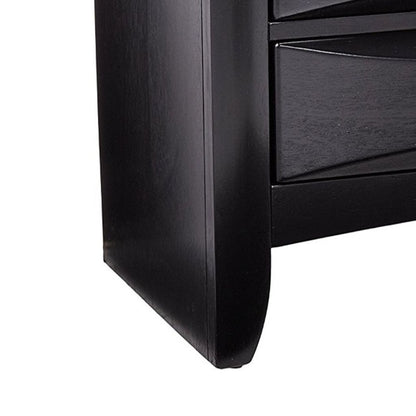 Wooden 2 Drawer Nightstand with tray, Black - View 4