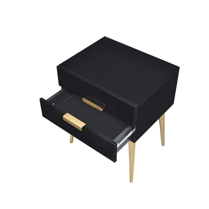 Denvor Square End Table with Drawers, Black & Gold - View 4