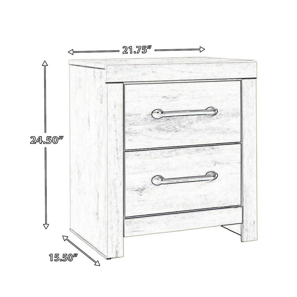 Transitional Wooden Two Drawer Setup Nightstand with Bar Handles, White - View 5