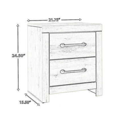 Transitional Wooden Two Drawer Setup Nightstand with Bar Handles, White - View 5