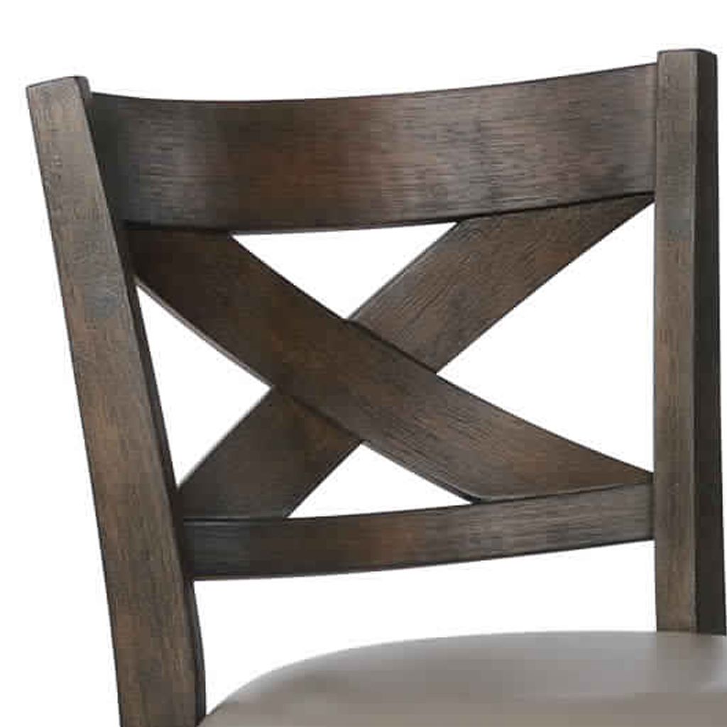 Curved Back Swivel Bar Stool with Leatherette Seat,Set of 2, Gray and Brown - View 4