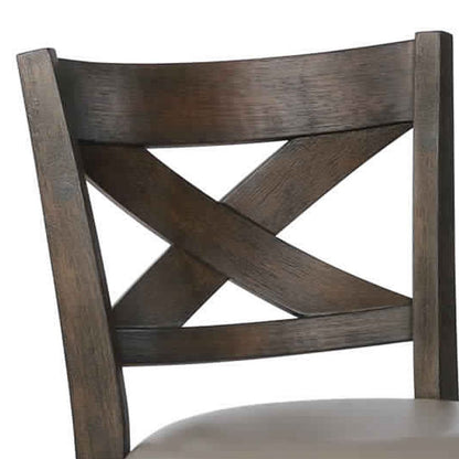 Curved Back Swivel Bar Stool with Leatherette Seat,Set of 2, Gray and Brown - View 4