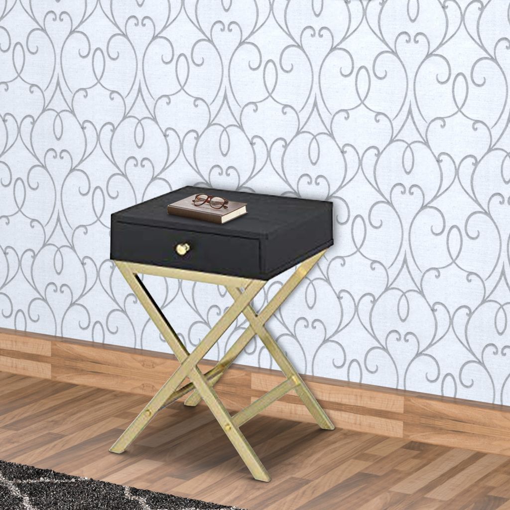 Stylish Side Table, Black & Gold - View 7