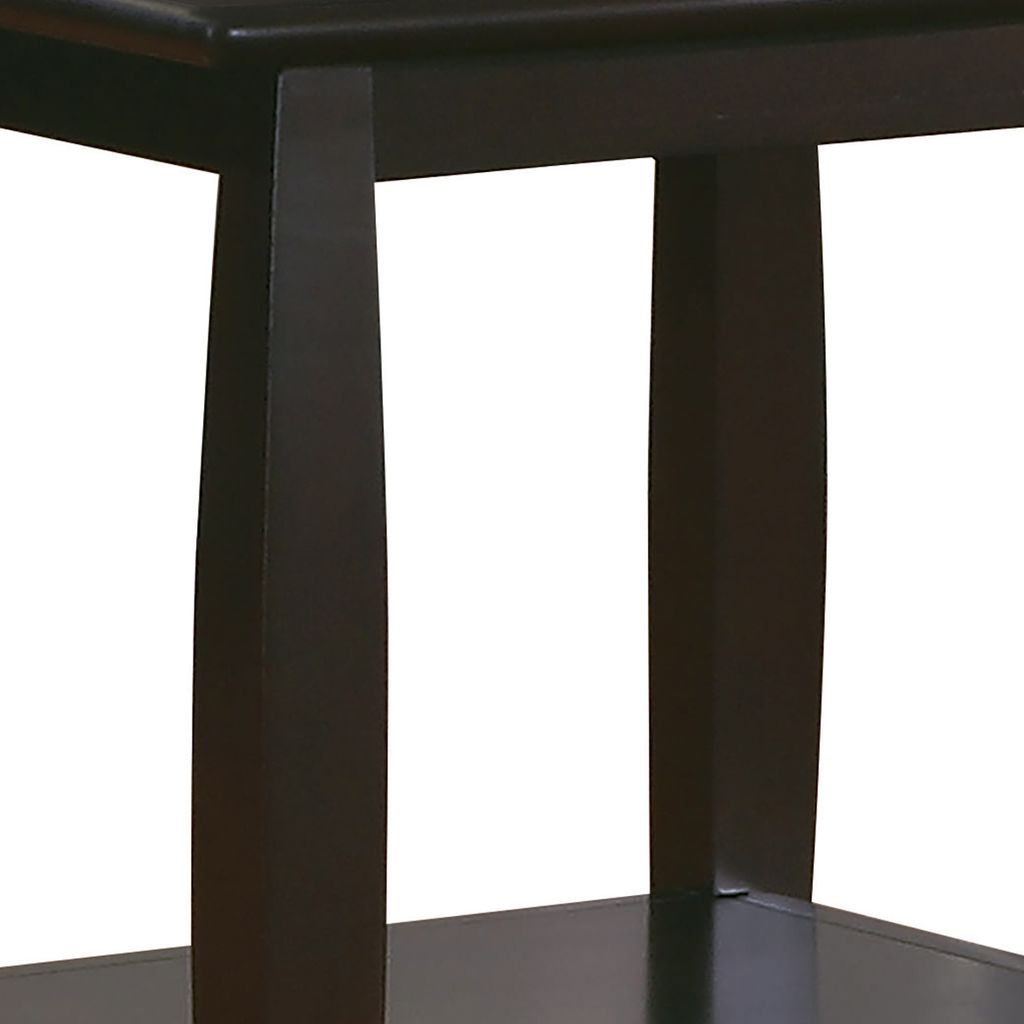 Contemporary Style Solid Wood End Table With Slightly Rounded Shape, Dark Brown - View 4