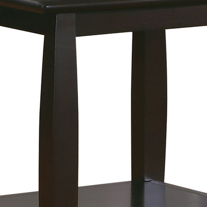 Contemporary Style Solid Wood End Table With Slightly Rounded Shape, Dark Brown - View 4