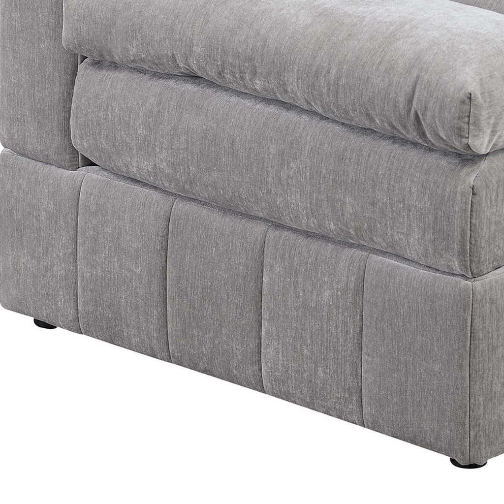 Luna 33 Inch Modular 1 Arm Corner Chair, Triple Plush Cushioned Seat, Gray - View 4