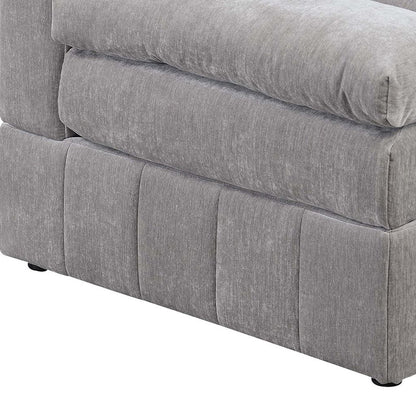 Luna 33 Inch Modular 1 Arm Corner Chair, Triple Plush Cushioned Seat, Gray - View 4