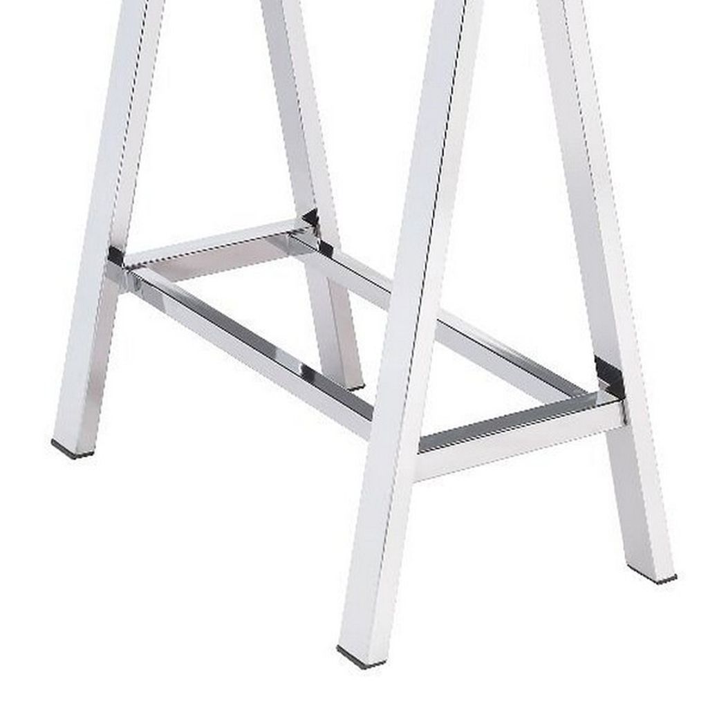 Writing Desk with MDF 2 Drawers and Metal Legs, White and Chrome - View 5