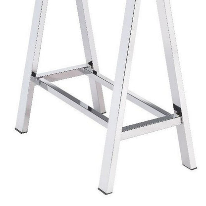 Writing Desk with MDF 2 Drawers and Metal Legs, White and Chrome - View 5
