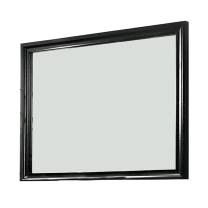 Mirror with Wooden Frame and Molded Detail, Black