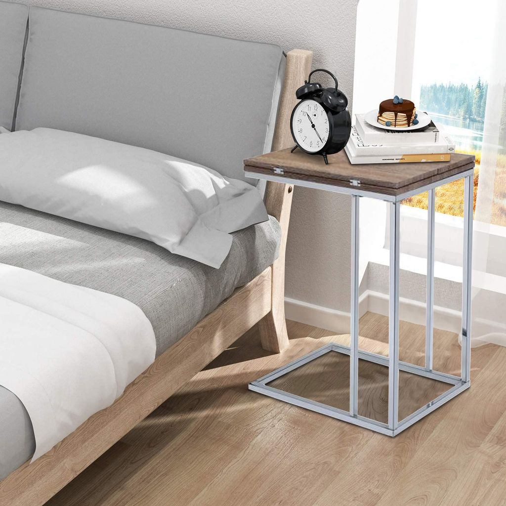 Vogue Side Table, Weathered Oak & Chrome - View 7