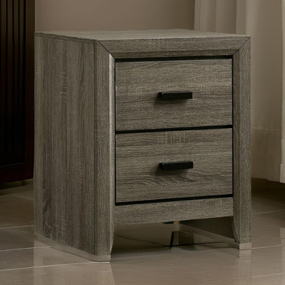 24 Inch 2 Drawer Wooden Nightstand with Finger Pulls, Brown - View 7