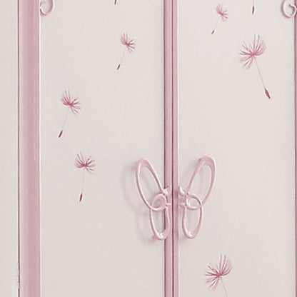 Metal Armoire with Butterfly Handle and Dandelions, White and Purple - View 4