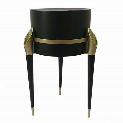 22 Inch Planter on Stand, Lily Design, Modern, Iron Legs, Brass, Black - View 2