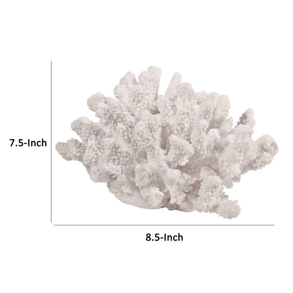 Lily 9 Inch Faux Coral Accent Sculpture, Polyresin Table Decoration, White - View 6