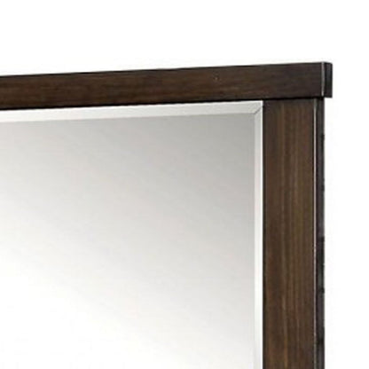 Rectangular Wooden Frame Mirror with Mounting Hardware, Walnut Brown - View 5