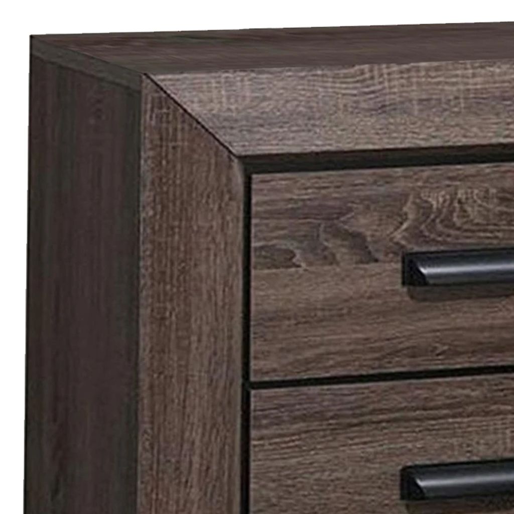 Two Drawer Nightstand With Scalloped Feet In Weathered Gray Grain Finish - View 5