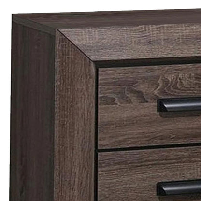 Two Drawer Nightstand With Scalloped Feet In Weathered Gray Grain Finish - View 5