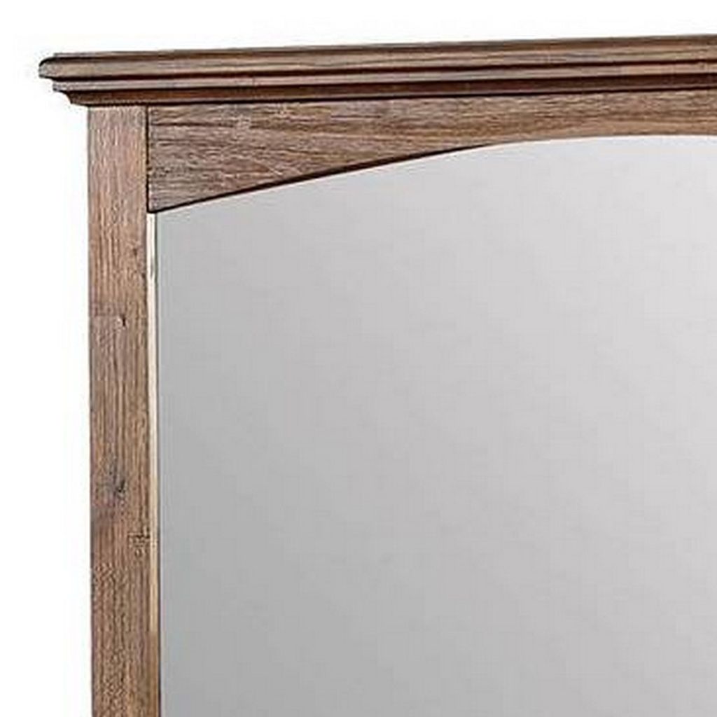 37 Inch Transitional Style Wooden Frame Mirror, Dark Oak - View 2