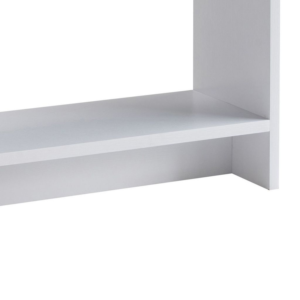 36 Inch Modern Console Table, Multilevel Wood Shelves, Gray and White - View 3