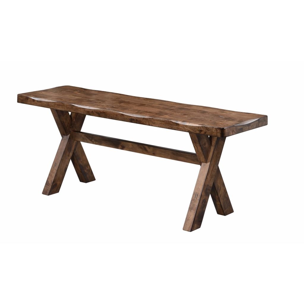 Wooden Trestle Style Base Bench, Brown