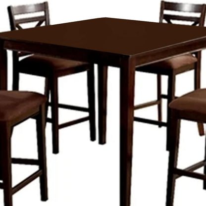 5 Piece Wooden Counter Height Table with Crossback Chairs, Espresso Brown - View 5