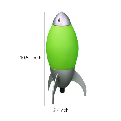 Kid Table Lamp with Rocket Design Silhouette, Green - View 6