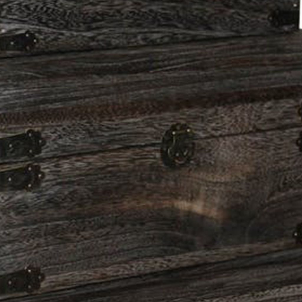 Wooden Lift Top Storage Box with Grain Details, Set of 3, Gray - View 2