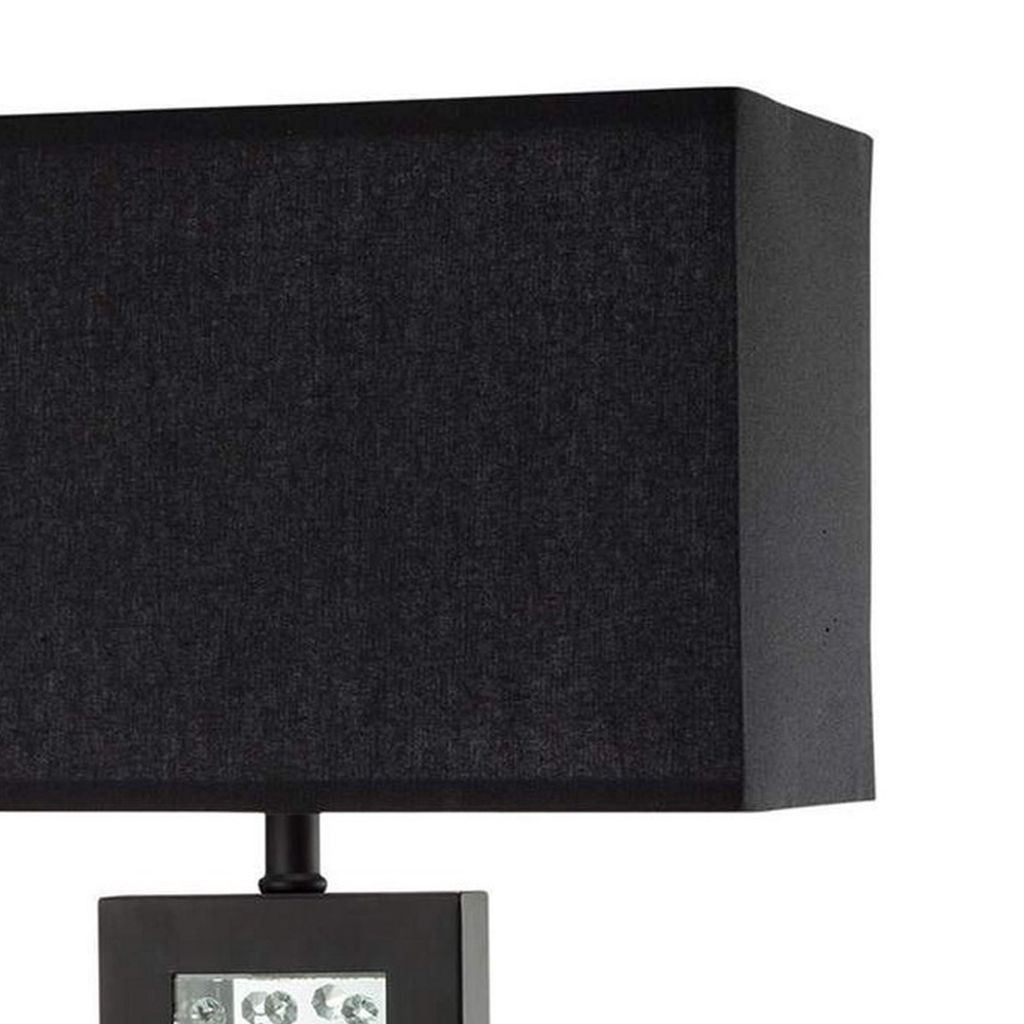 Table Lamp with Embedded Glass Panel, Black - View 2