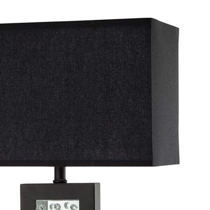 Table Lamp with Embedded Glass Panel, Black - View 2