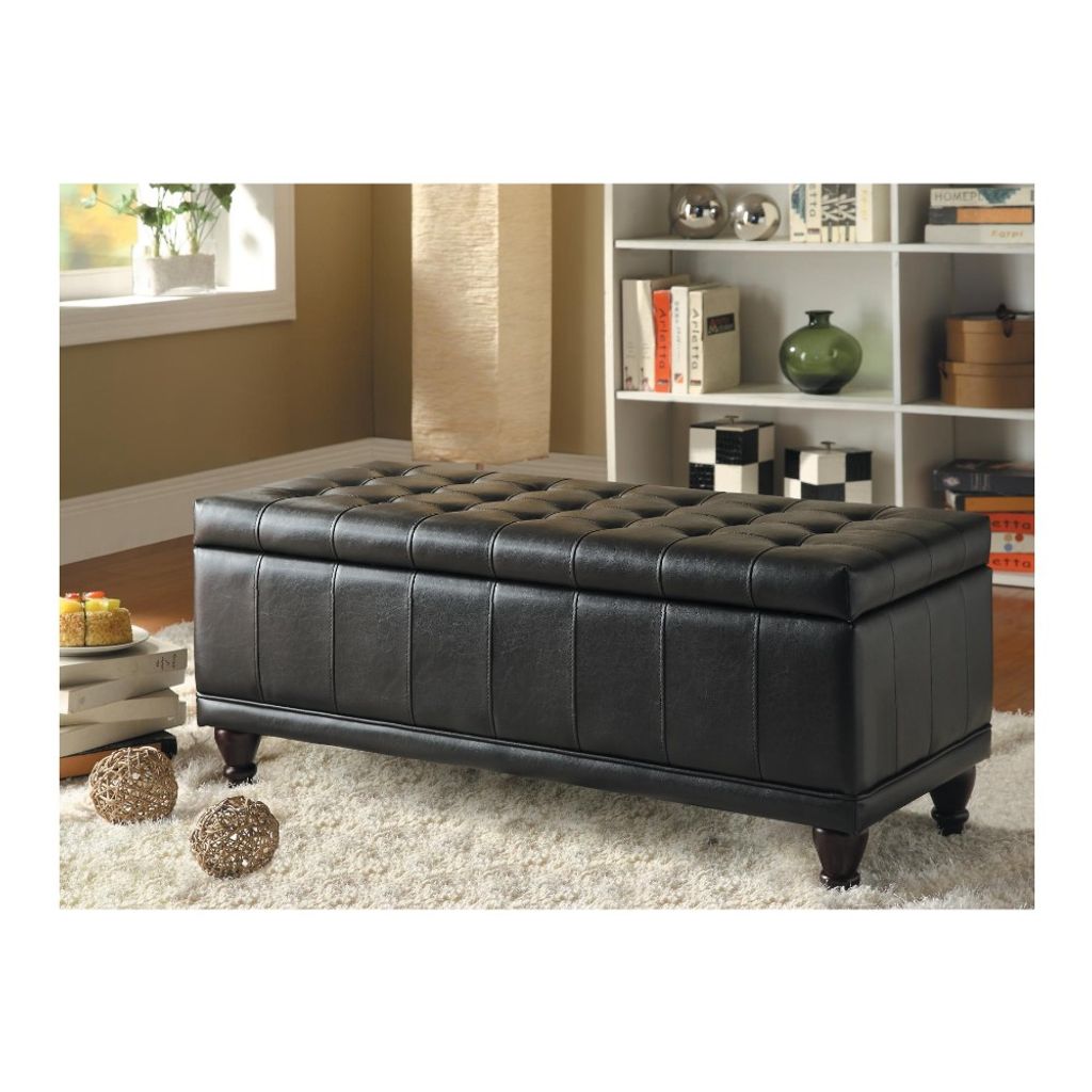 Bi Cast Vinyl Lift Up Storage Bench With a Tufted Seat, Dark Brown - View 5