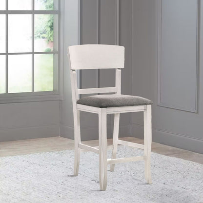 Wooden Counter Height Chair with Curved Back, Set of 2, White and Gray - View 7