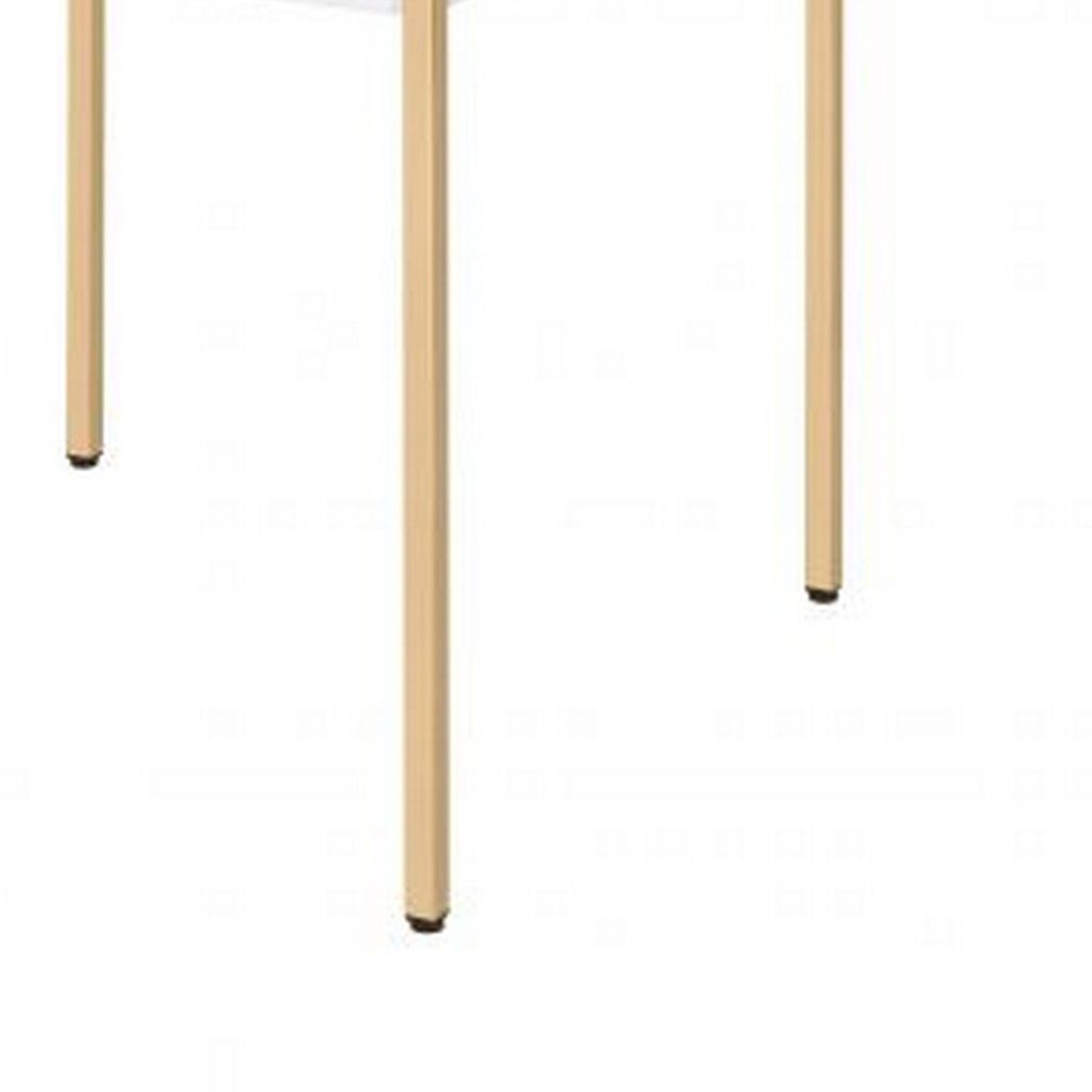 End Table with Metal Tube Legs, White and Gold - View 5