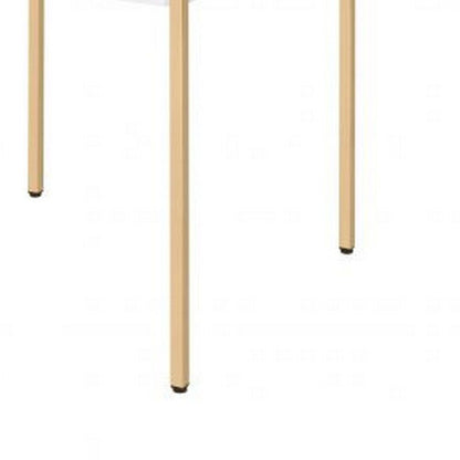 End Table with Metal Tube Legs, White and Gold - View 5